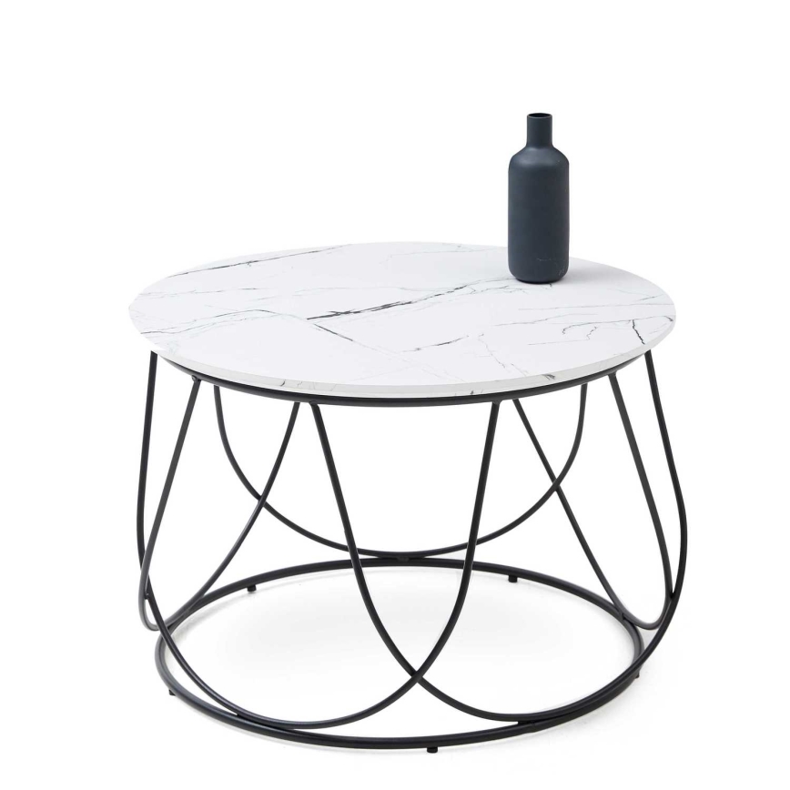 Couchtisch NUBIRA 41x60 cm schwarz/Marmordekor