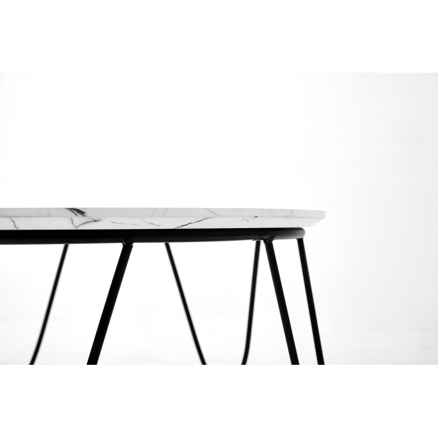 Couchtisch NUBIRA 41x60 cm schwarz/Marmordekor