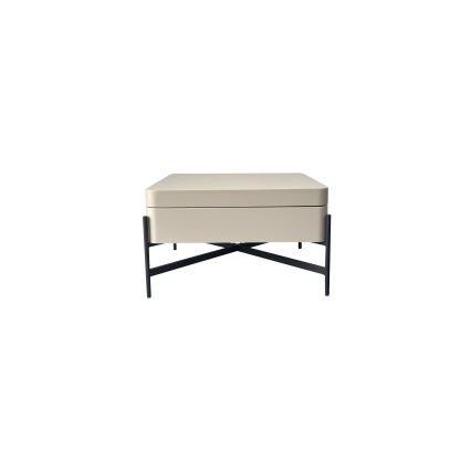 Couchtisch OASIS 75x75 cm mit Hebefunktion und Ablagefach, creme/schwarz