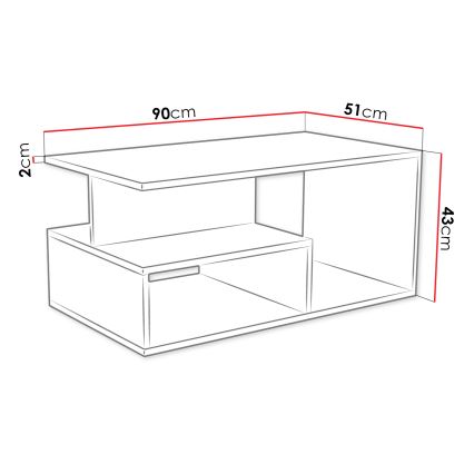 Couchtisch PRIMA 43x90 cm weiß