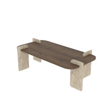 Couchtisch PURO 120x60 cm Travertin/Walnuss