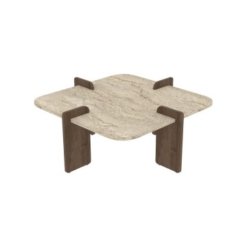 Couchtisch PURO 90x90 cm Beige/Nussbaum