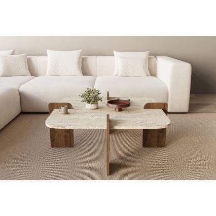 Couchtisch PURO 90x90 cm Beige/Nussbaum