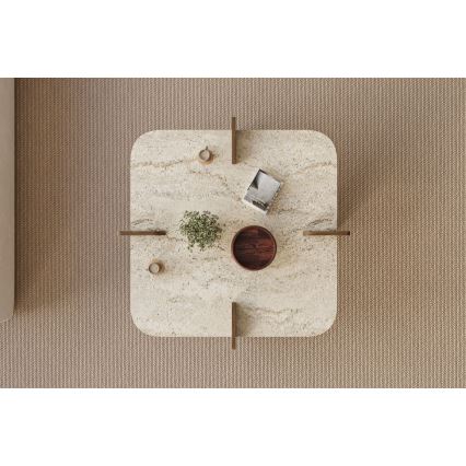 Couchtisch PURO 90x90 cm Beige/Nussbaum