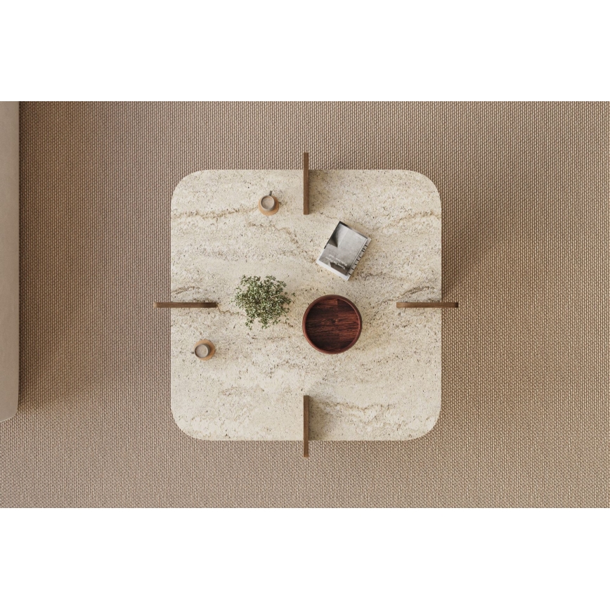 Couchtisch PURO 90x90 cm Beige/Nussbaum
