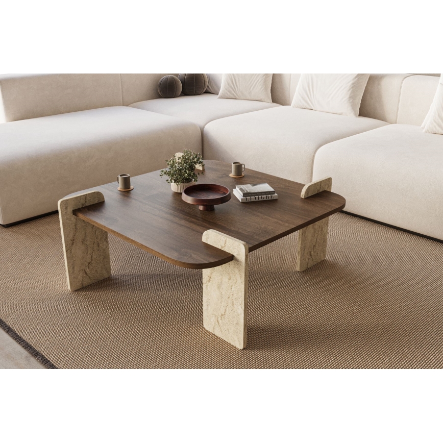 Couchtisch PURO 90x90 cm Walnuss/Beige