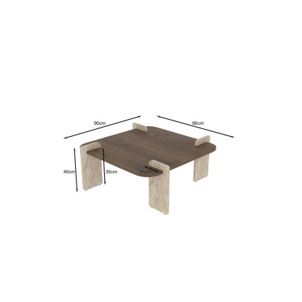 Couchtisch PURO 90x90 cm Walnuss/Beige