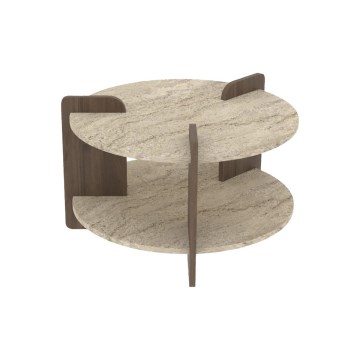 Couchtisch PURO Ø 70 cm beige/Nussbaum