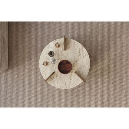 Couchtisch PURO Ø 70 cm beige/Nussbaum