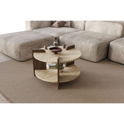 Couchtisch PURO Ø 70 cm beige/Nussbaum