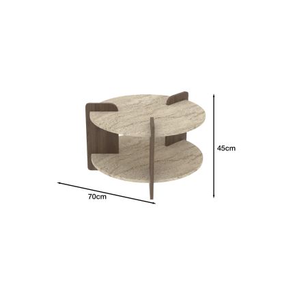 Couchtisch PURO Ø 70 cm beige/Nussbaum