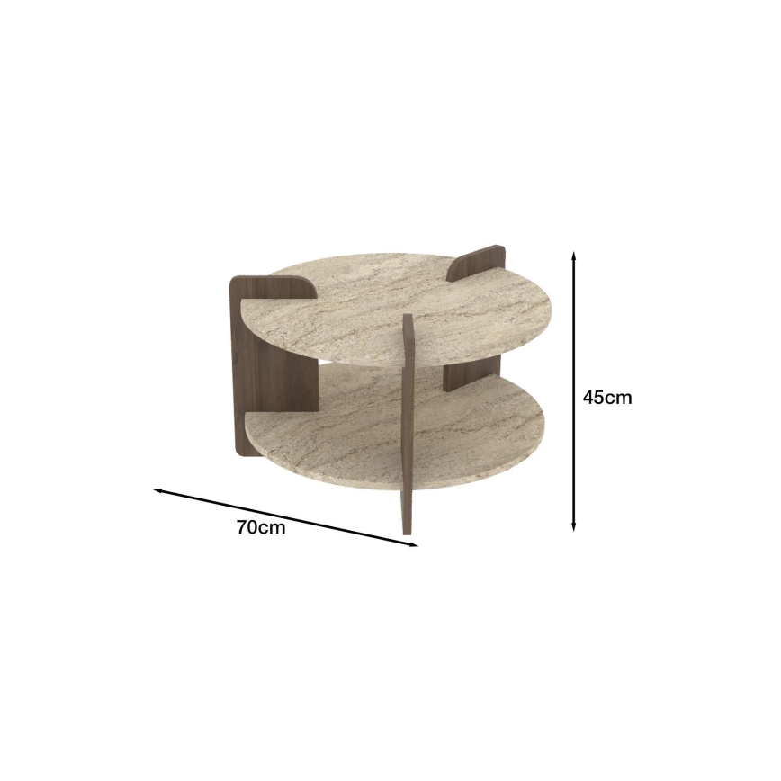 Couchtisch PURO Ø 70 cm beige/Nussbaum