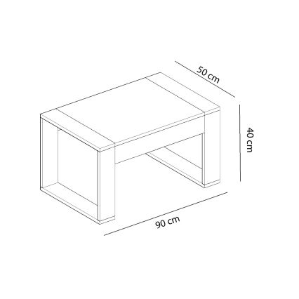 Couchtisch RETRO 40x90 cm weiß/braun