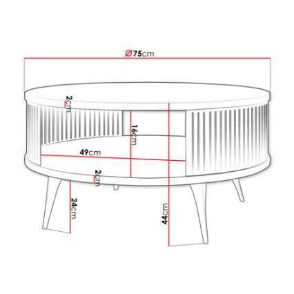 Couchtisch ROENNI 44x75 cm schwarz/weiß