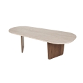 Couchtisch ROND 130x65 cm Travertin/Nussbaum
