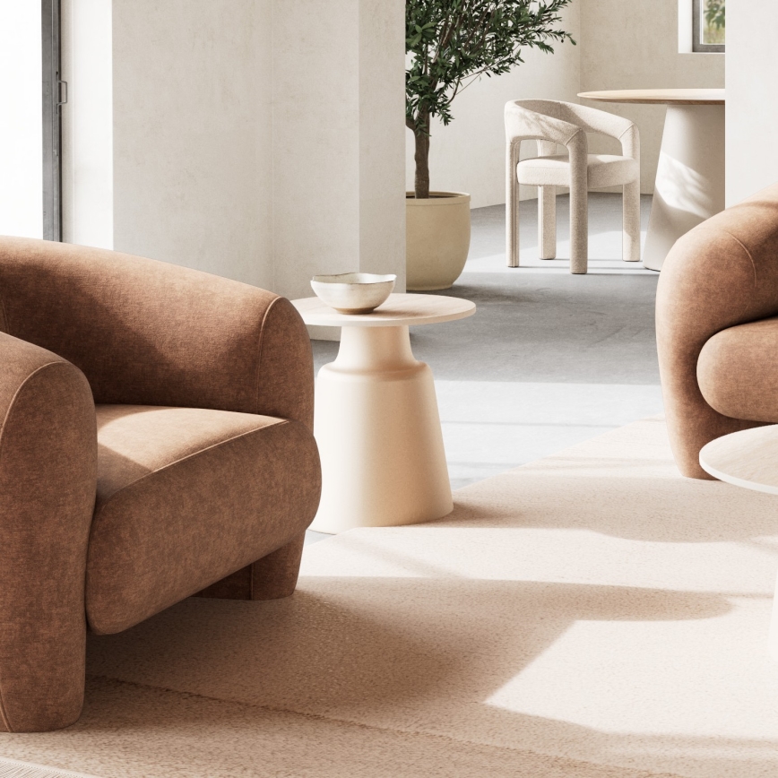 Couchtisch SANTORINI Ø 45 cm beige/grau/Keramik
