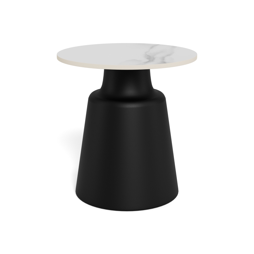Couchtisch SANTORINI Ø 45 cm Travertin/Schwarz/Keramik