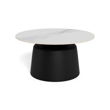 Couchtisch SANTORINI Ø 70 cm weiß/schwarz/Keramik