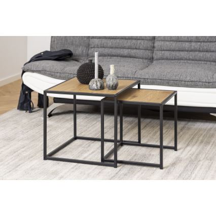 Couchtisch-Set SARON 2 Stk. Eiche/schwarz