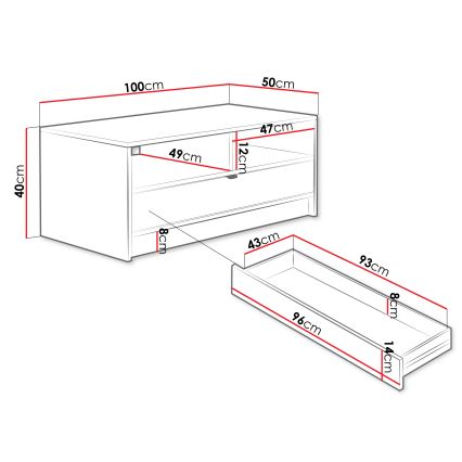 Couchtisch TIRENO 40x100 cm weiß