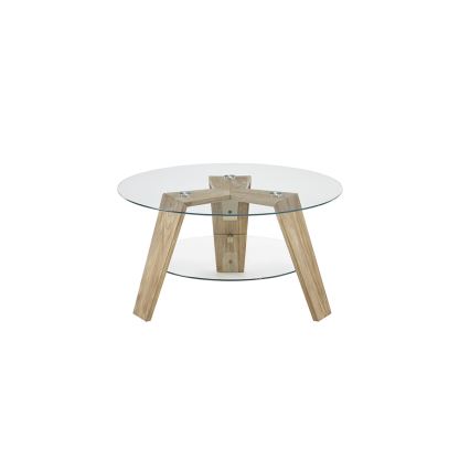Couchtisch TITAN Ø 75 cm, klar/Eiche