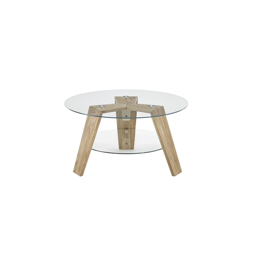 Couchtisch TITAN Ø 75 cm, klar/Eiche