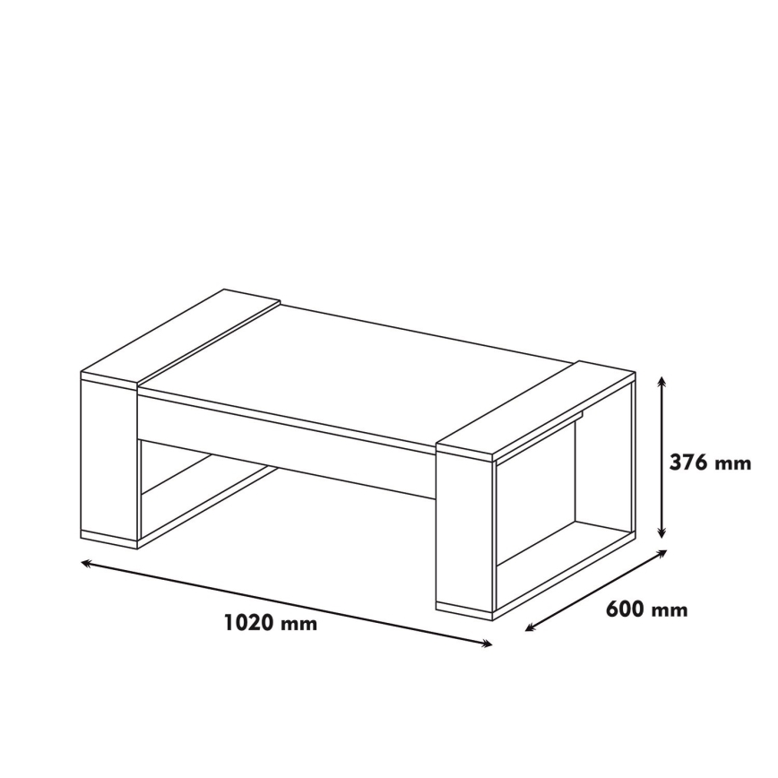 Couchtisch VENUS 38x102 cm cremefarben/braun