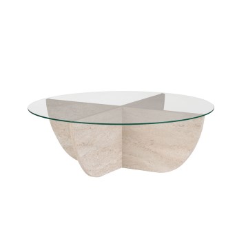 Couchtisch VERE, Ø 90 cm, beige/transparent