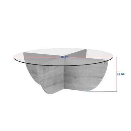 Couchtisch VERE, Ø 90 cm, beige/transparent