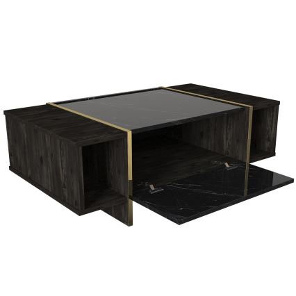 Couchtisch VEYRON 37,3x103,8 cm schwarz/gold