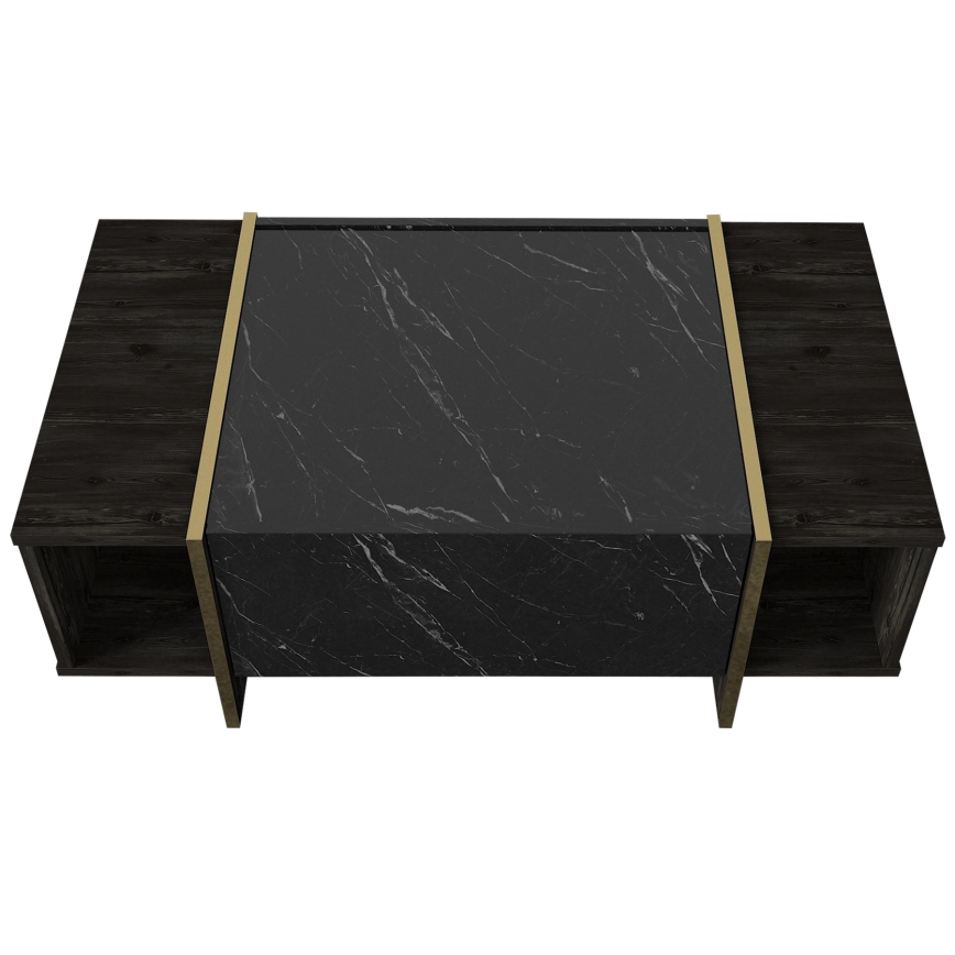 Couchtisch VEYRON 37,3x103,8 cm schwarz/gold