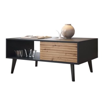 Couchtisch WILLOW 46x104 cm schwarz / Eiche Artisan