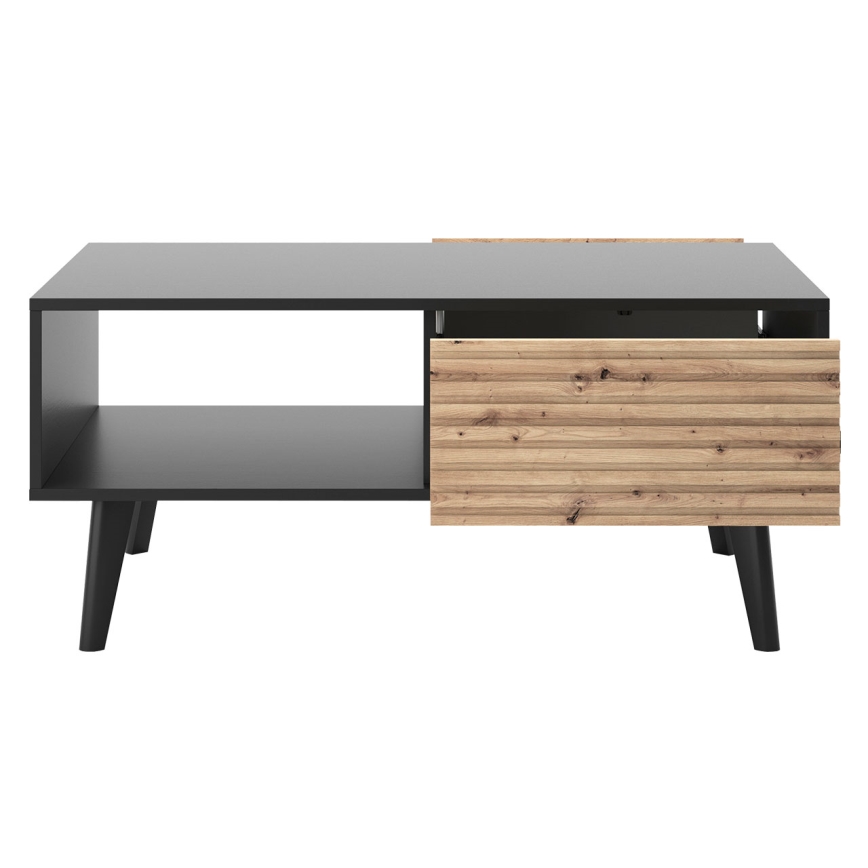 Couchtisch WILLOW 46x104 cm schwarz / Eiche Artisan