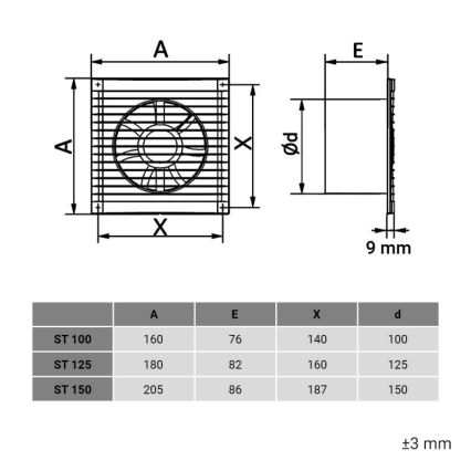 Dalap 1220 - Axialventilator mit Schutzgitter 125 ST 16W/230V