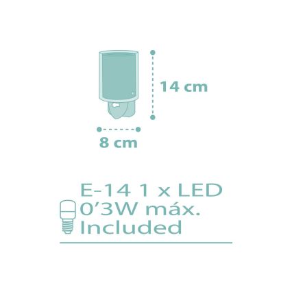 Dalber 41005H - LED-Steckdosenleuchte DOTS 1xE14/0,3W/230V