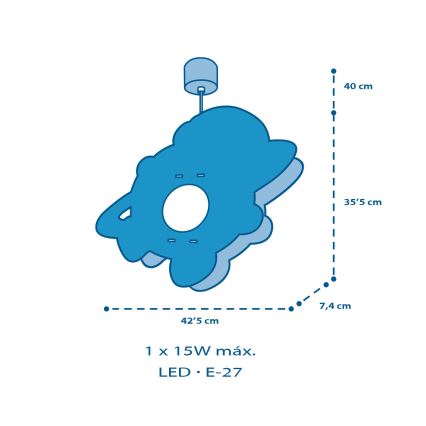Dalber 41347 - Hängeleuchte für Kinder ASTRONAUT 1xE27/15W/230V
