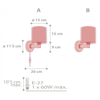 Dalber 41439 - Kinder-Wandleuchte COLOR RAIN 1xE27/60W/230V