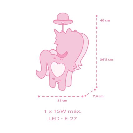 Dalber 41597 - Hängeleuchte für Kinder UNICORN 1xE27/15W/230V