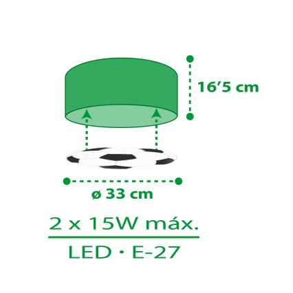 Dalber 41736 - Kinder-Deckenleuchte FOOTBALL 2xE27/15W/230V