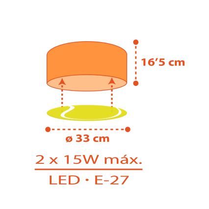 Dalber 41756 - Kinder-Deckenleuchte TENNIS 2xE27/15W/230V