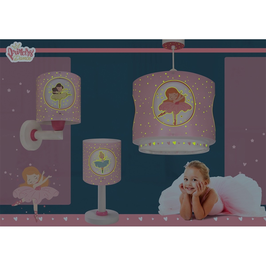 Dalber 60919 - Kinder-Wandleuchte PRINCESS DANCE 1xE27/15W/230V rosa