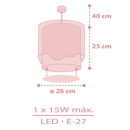 Dalber 61172S - Kinder-Hängelampe WHALE DREAMS 1xE27/15W/230V rosa