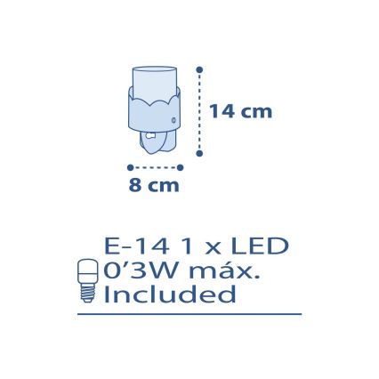 Dalber 61235T - LED-Steckdosenleuchte MOON 1xE14/0,3W/230V