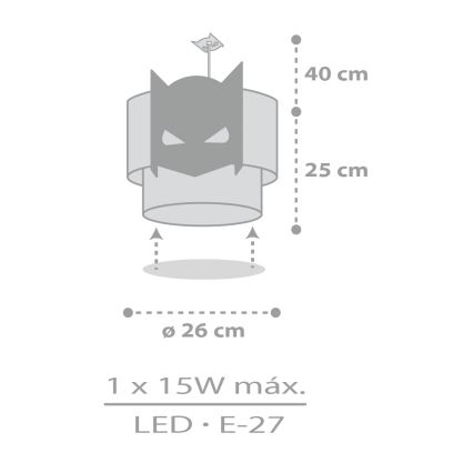 Dalber 61802 - Hängeleuchte für Kinder DARK HERO 1xE27/15W/230V