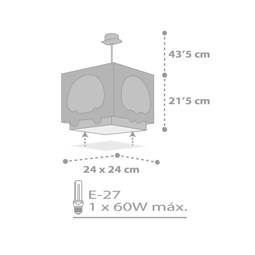 Dalber 63162T - Kinder-Kronleuchter PANDA 1xE27/60W/230V blau