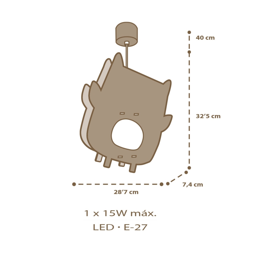 Dalber 63397 - Hängeleuchte für Kinder OWL 1xE27/15W/230V