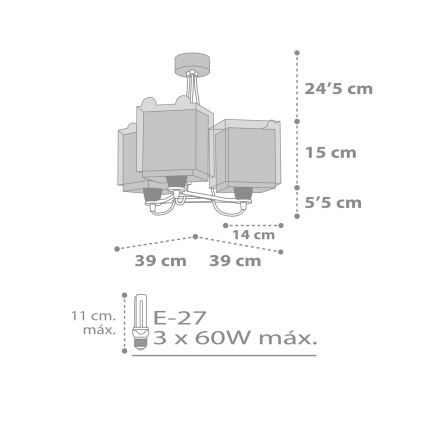 Dalber 64577 - Kinderleuchte LITTLE TEDDY 3xE27/60W/230V