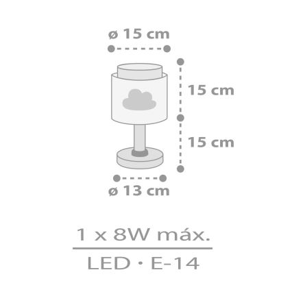 Dalber 76011E - Kinderlampe BABY DREAMS 1xE14/8W/230V grau