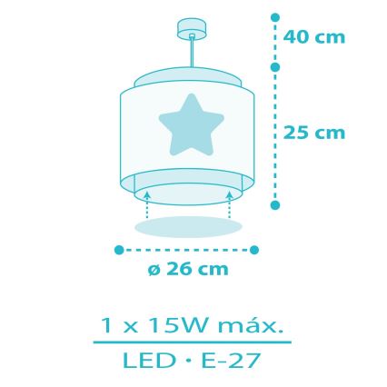 Dalber 76012T - Kinder-Hängelampe BABY DREAMS 1xE27/15W/230V blau