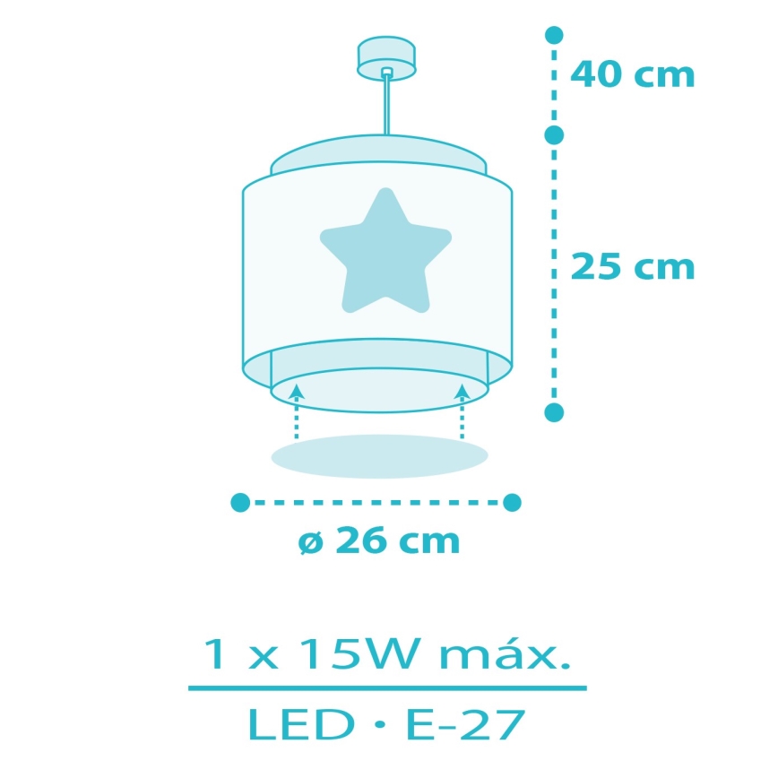 Dalber 76012T - Kinder-Hängelampe BABY DREAMS 1xE27/15W/230V blau